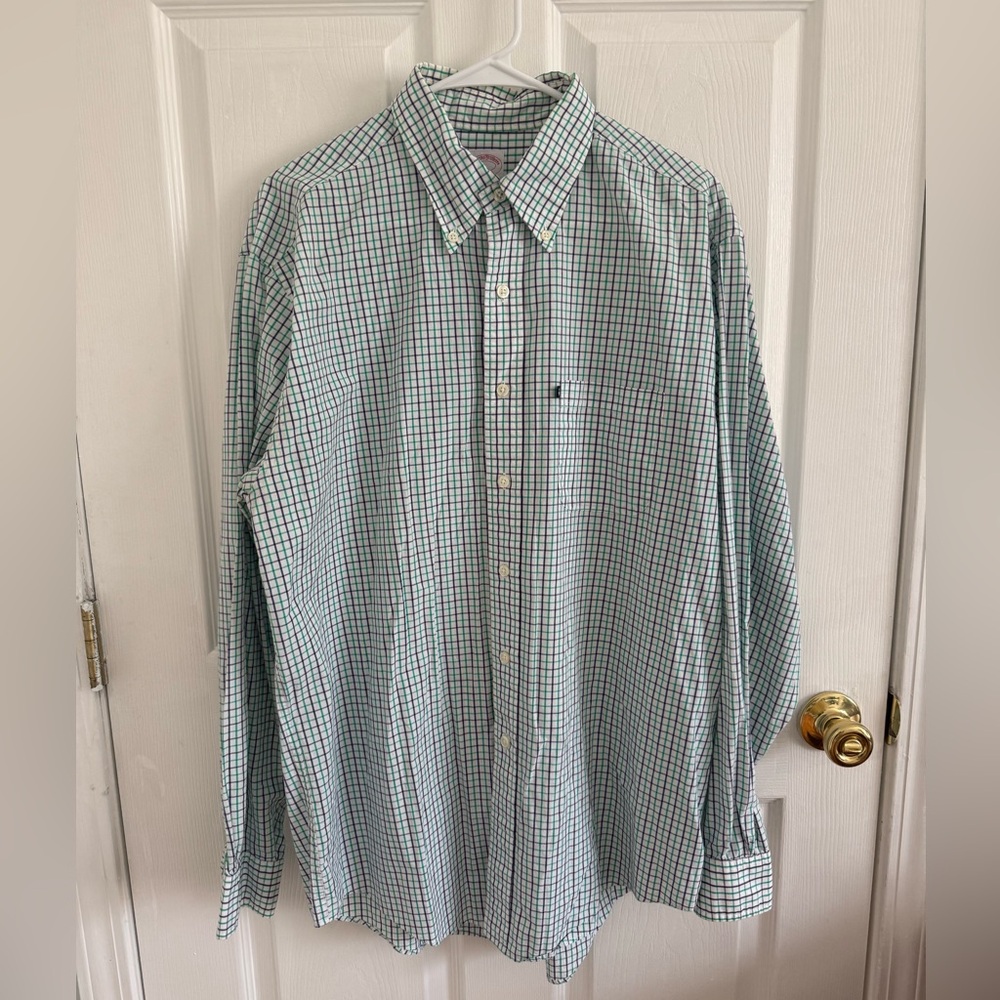 Brooks Brothers Green and Purple Checkered Shirt